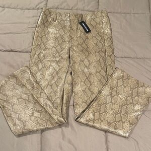PrettyLittleThing Faux Leather Snake Print Pants
